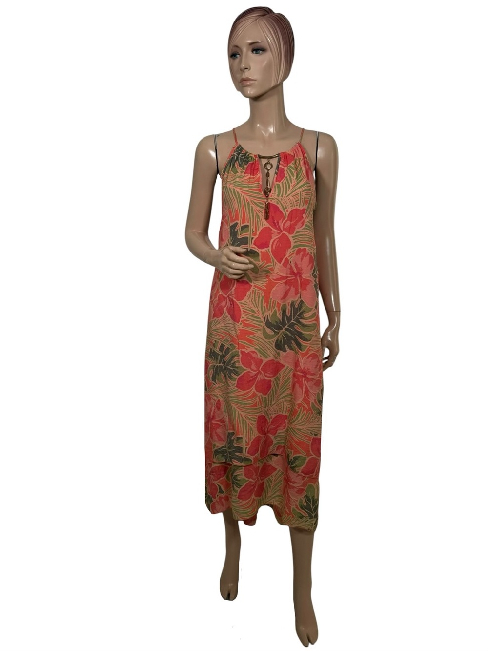 Mlle Gabrielle Tropical Floral Halter Maxi Dress XL